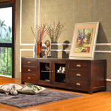 现代美式电视柜茶几组合全实木电视柜欧式小户型简约客厅地柜