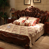 欧式床 1.8米双人床 卧室家具 大床 真皮床 奢华实木床 美式床