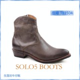 TB1504厂家直销SOLO5真皮手工尖头西部牛仔靴马靴马丁靴男式短靴