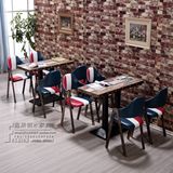 简约现代西餐厅桌椅奶茶饭店快餐桌椅组合咖啡厅餐桌椅长方形餐桌