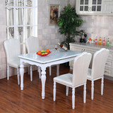 实木餐桌椅组合田园欧式小餐桌小户型餐桌1.2米白色餐桌一桌四椅