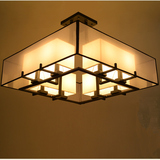 现代简约正方形新中式吸顶灯铁艺仿古典餐厅灯具客厅灯主卧室灯饰