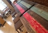 特价包邮美式乡村复古实木做旧铁艺餐桌椅咖啡桌彩色长桌餐厅饭桌