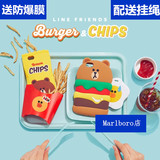 现货韩国LineFriends布朗熊汉堡薯条片iphone66S6plus苹果手机壳