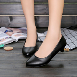3cmOL职业女鞋黑色矮跟工作鞋通勤工装单鞋上班皮鞋坡跟舒适工鞋