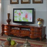 乡缘世家美式乡村电视柜实木雕花客厅地柜新古典欧式电视机柜包邮