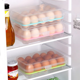 厨房冰箱塑料鸡蛋食物透明收纳盒收纳格整理盒保鲜盒可叠加有盖