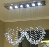 简约不锈钢长方形餐吊K9水晶灯饰婚庆LED吧台节能环保餐厅吊灯具