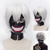 cosplay东京食尸鬼面具金木研拉链眼罩口罩喰种白色假发动漫恐怖