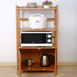 厨房置物架简易储物柜子带门微波炉架烤箱架实木收纳柜柜子包邮