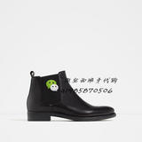 西班牙代购ZARA男鞋黑色真皮切尔西短靴5605/102 5605102