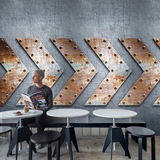 3D立体现代仿金属机械铁皮墙纸餐厅KTV酒吧网吧工装壁纸大型壁画