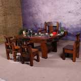 客厅茶桌椅组合实木个性储物茶台仿古功夫茶桌老船木户外休闲茶几