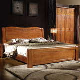 纯实木床现代简约中式1.8米储物高箱床1.5M1.2米双人橡胶橡木婚床