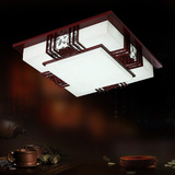 LED中式正长方形吸顶灯古典羊皮灯 客厅卧室书房实木节能家用灯具