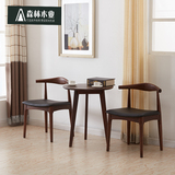 白橡木圆形餐桌椅组合日式现代简约小户型桌子北欧宜家实木咖啡桌