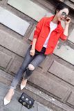 2016春秋新款韩版学生修身长袖薄外套女学院风休闲翻领短款夹克女