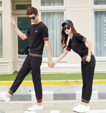 夏装2016新款韩版情侣短袖长裤休闲套装男女式运动服时尚两件套潮