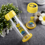 卡通小黄人双层易拉罐玻璃杯创意水杯便携式儿童保温水杯包邮