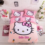 纯棉kitty凯蒂猫儿童床笠款式四件套全棉磨毛卡通加厚米奇1.2米床