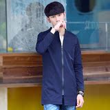 韩版学生中长款修身外套男士秋季外衣新款潮男青少年春秋薄款夹克