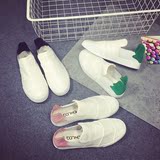 夏韩国小白鞋低帮白色帆布鞋女平底板鞋一脚蹬女鞋学生休闲鞋布鞋