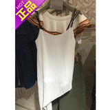 欧时力2016新款女夏装百褶显瘦中长款拼接吊带背心薄款雪纺衬衫