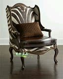 美式实木单人沙发椅欧式创意高背老虎椅法式复古休闲椅客厅家具