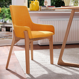 北欧实木餐椅软包靠背索罗椅创意咖啡椅简约扶手休闲洽谈餐厅椅