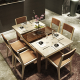简约现代多功能餐桌椅组合火锅可伸缩折叠钢化玻璃实木饭桌小户型