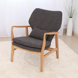 现代中式实木沙发椅靠背休闲椅现代简约单人咖啡椅懒人椅子定制