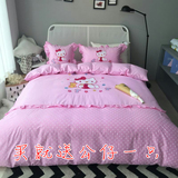 儿童床上用品四件套纯棉女孩公主夏季床品1.2米床单三件套1.5m1.8