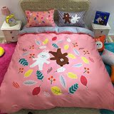 LINE可妮兔布朗熊纯棉床上用品四件套卡通床单儿童床品三件套1.2m