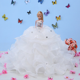 时尚芭比娃娃婚纱拖尾大裙摆儿童节玩具新娘公主女孩闺蜜生日礼物