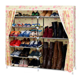 双人钢管钢架简易鞋柜折叠组合布衣柜女式鞋架加厚超大门厅柜花色