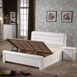 实木床白色1.8米双人卧室高箱储物床简约现代开放漆水曲柳特价床