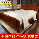 简约现代全实木床1.8m双人橡木白色床1.5米高箱储物大床卧室家具