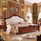 欧式全实木床雕花深色奢华 卧室真皮床法式双人大床家具婚床