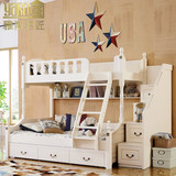 美式儿童床现代中式实木上下双层床新古典带储物抽屉床欧式家具