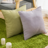 美式乡村现代简约棉麻抱枕麻布沙发纯色抱枕套绿色靠垫亚麻色靠枕