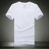男丝光棉短袖t恤圆领修身纯白大码2016年夏季新款休闲半袖打底衫