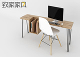 北欧式简约书桌带书架组合简易电脑桌书桌实木家用现代书房写字台