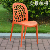 加厚成人塑料餐椅靠背椅户外休闲椅咖啡餐厅椅子接待白色塑胶椅子