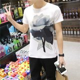 2016春夏3Dt恤男士立体3d动物图案印花衣服夏潮大码狼头短袖T恤男