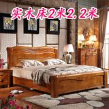 实木床2米2.2米双人大床1.8米橡木床现代中式高箱储物婚床加大