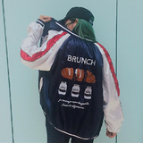 2016新款韩版学生原宿bf风奶酪面包刺绣撞色棒球服防晒薄外套女潮