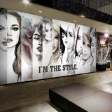 理发店美甲店背景墙纸服装店客厅壁纸欧式复古个性时尚水彩3d壁画