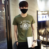 韩版夏季印花男士休闲短袖T恤男生半袖纯棉大码青年男装T桖半截袖