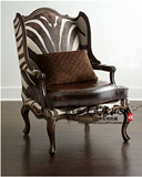 美式印花布艺实木单人沙发椅高档欧式老虎椅客厅复古咖啡厅样板房