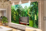 卢梭手绘森林风景现代立体油画客厅卧室沙发背景墙墙纸定制墙布
